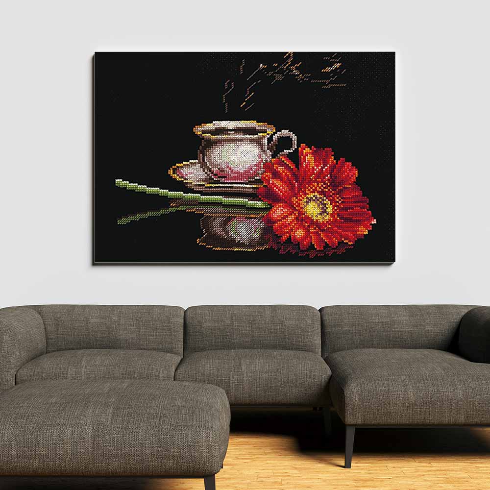 Kreuzstich - Kaffee für Sie  | 30x25 cm - Diy - Fadenkunst