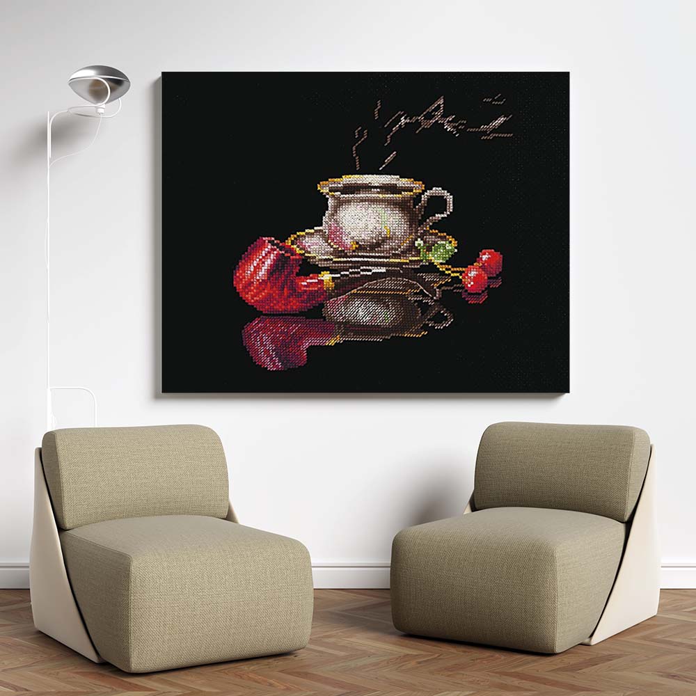 Kreuzstich - Kaffee für Ihn  | 25x25 cm - Diy - Fadenkunst