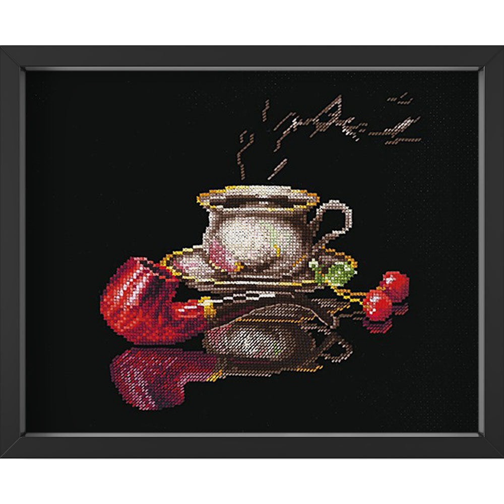 Kreuzstich - Kaffee für Ihn  | 25x25 cm - Diy - Fadenkunst