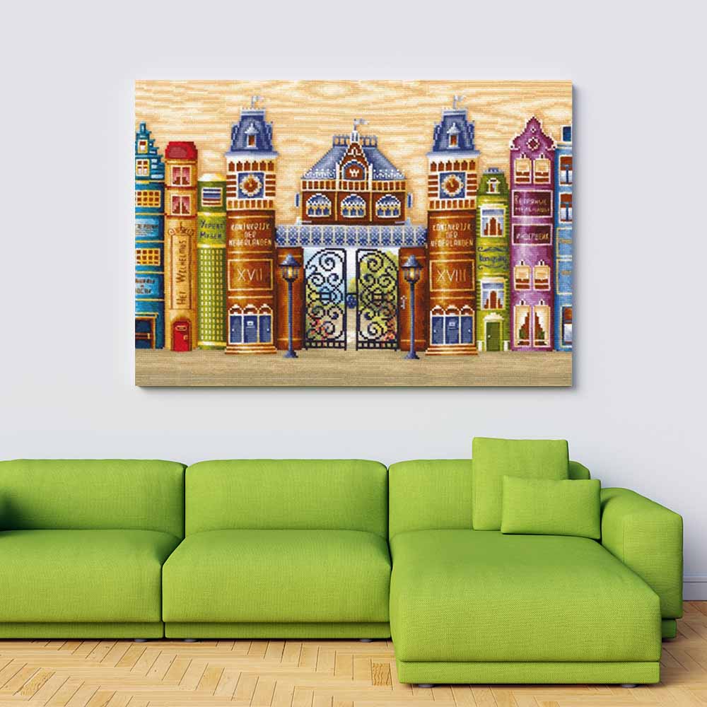 Kreuzstich - Königreich der Bücher | 80x30 cm - Diy - Fadenkunst