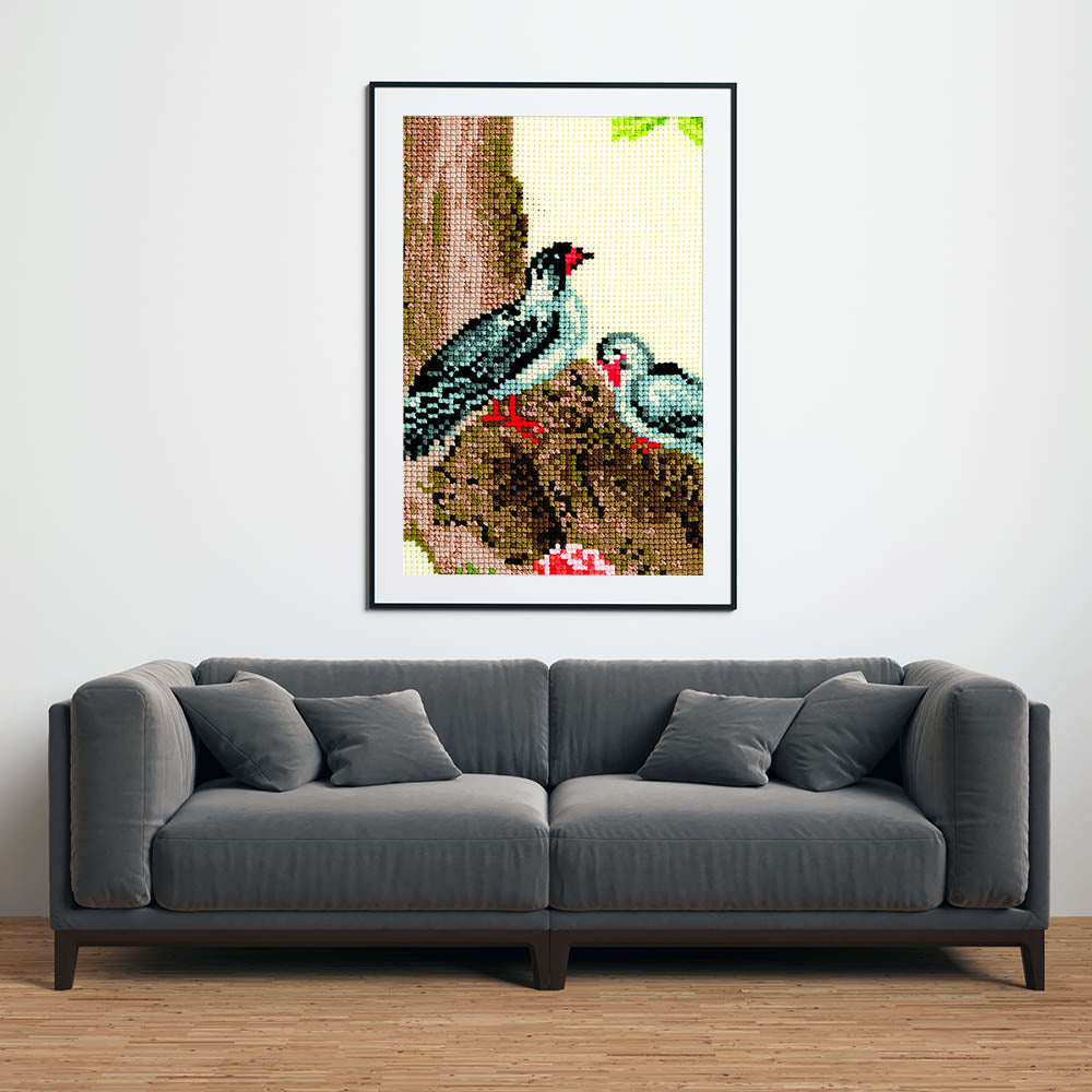 Kreuzstich - Chinesische Motive - Rebhühner | 20x50 cm - Diy - Fadenkunst