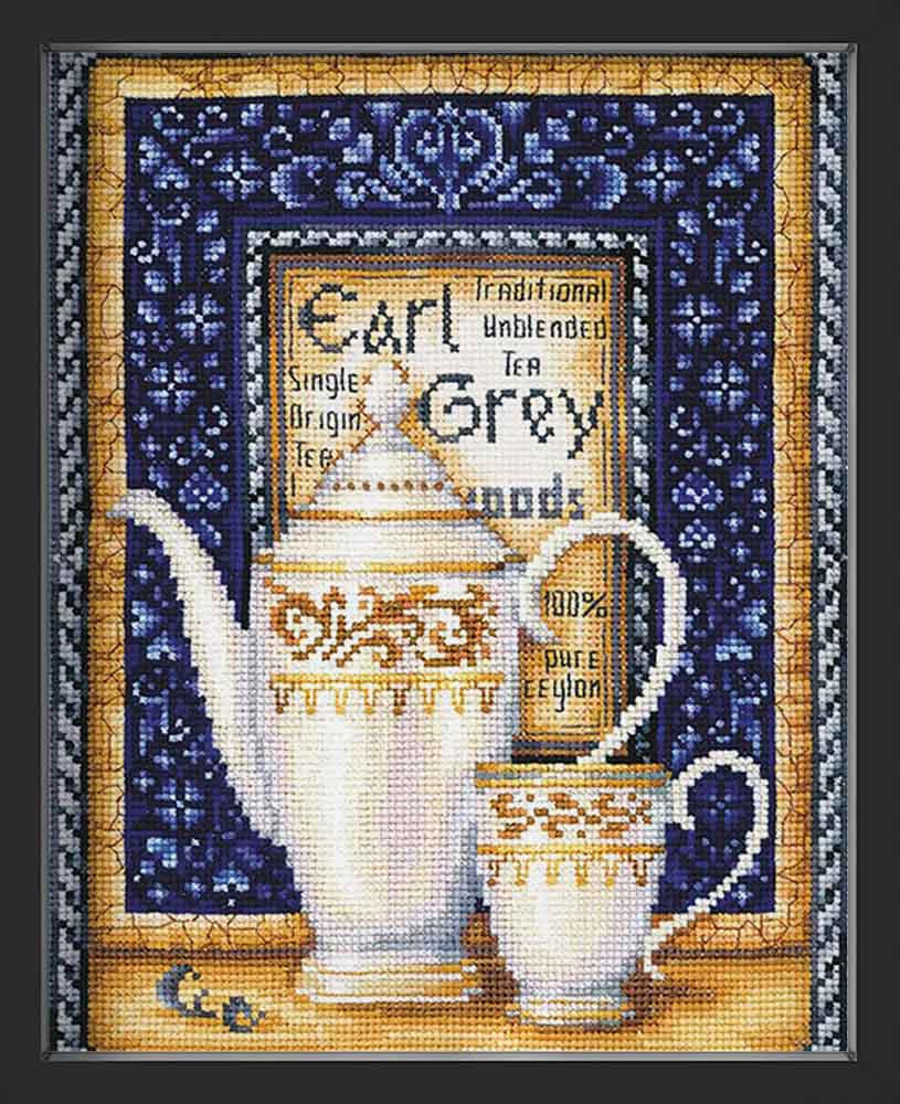 Kreuzstich - Tee Sammlung - Graf Gray | 20x30 cm - Diy - Fadenkunst