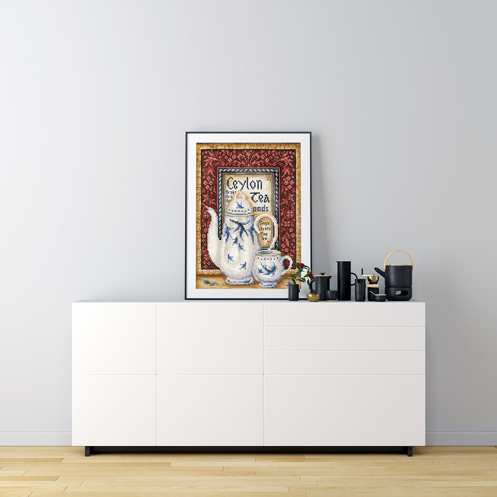 Kreuzstich - Tee-Sammlung - Orangen Pekoe | 20x30 cm - Diy - Fadenkunst