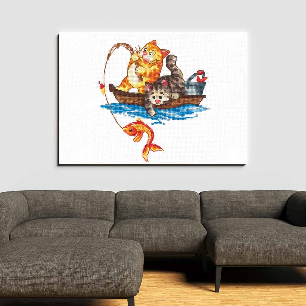 Kreuzstich - Gotcha | 20x20 cm - Diy - Fadenkunst