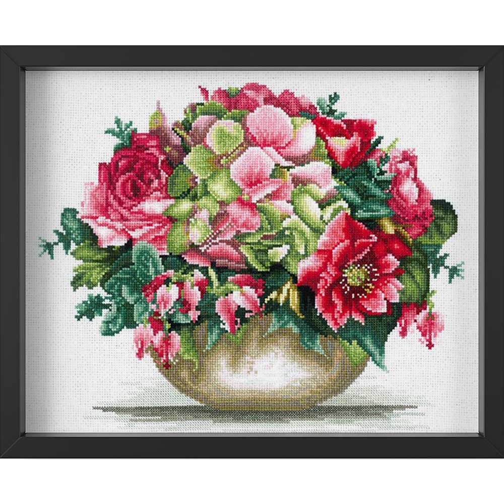 Kreuzstich - Zartes Bouquet | 30x25 cm - Diy - Fadenkunst