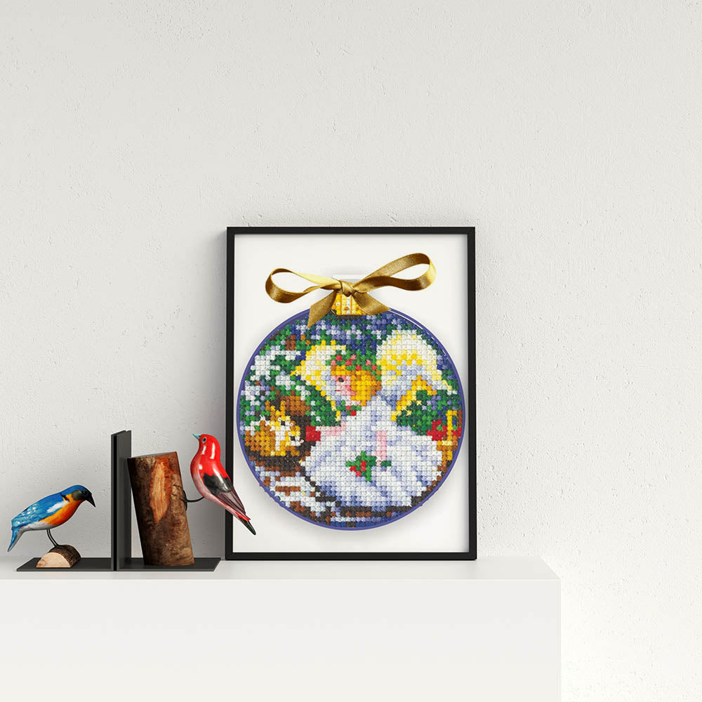 Kreuzstich - Weihnachtskugeln - Engel | 10x10 cm - Diy - Fadenkunst