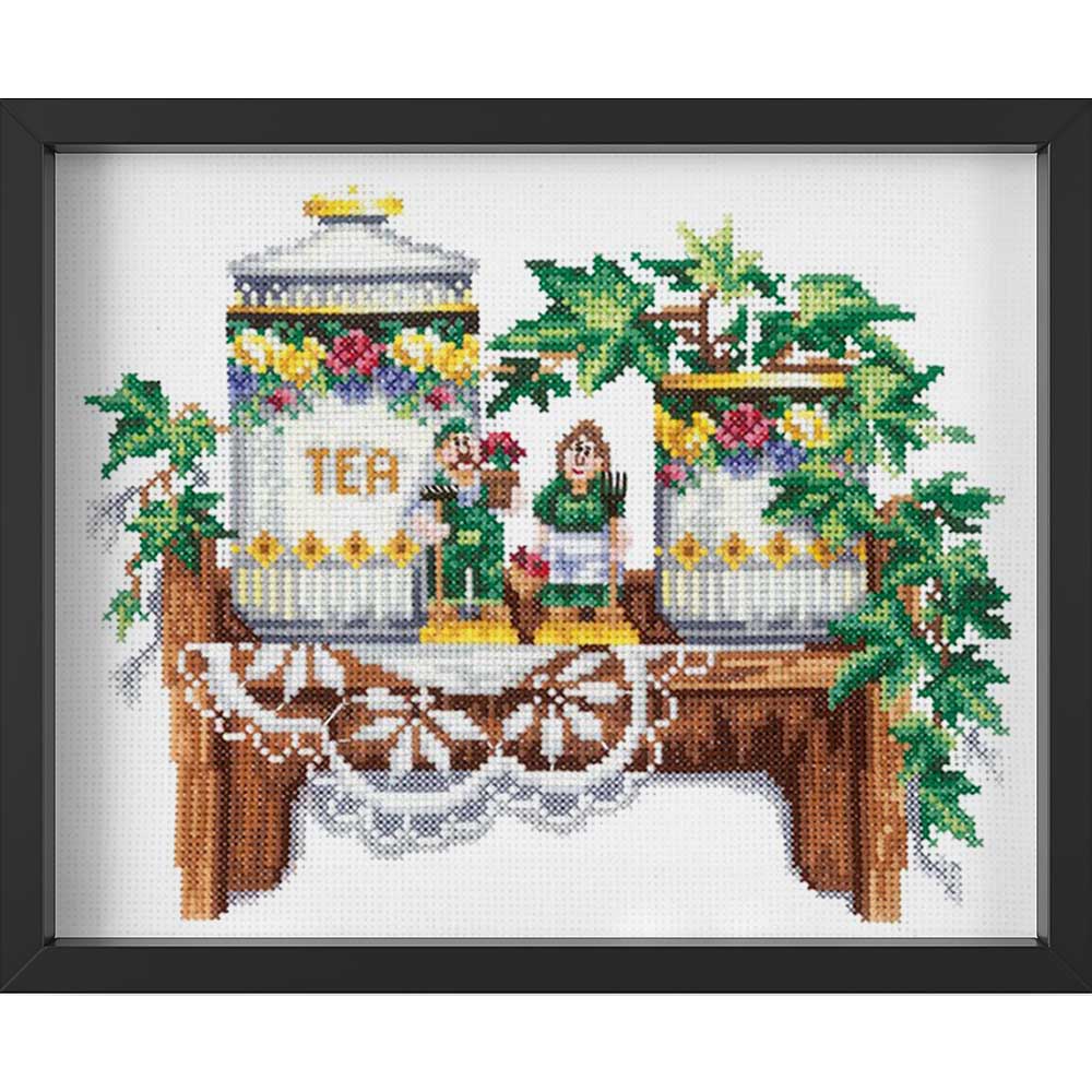 Kreuzstich - Mittags Tee | 25x20 cm - Diy - Fadenkunst