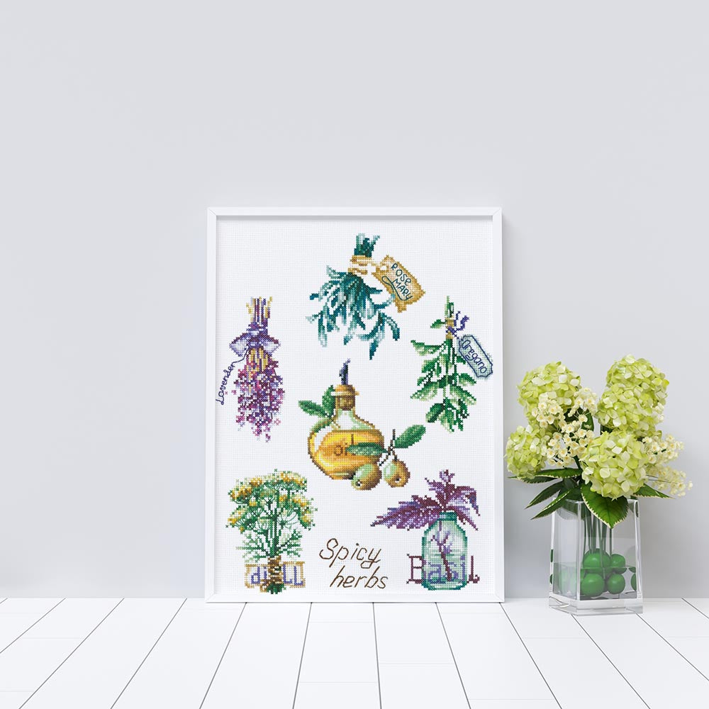 Kreuzstich - Gewürzte Kräuter | 25x30 cm - Diy - Fadenkunst