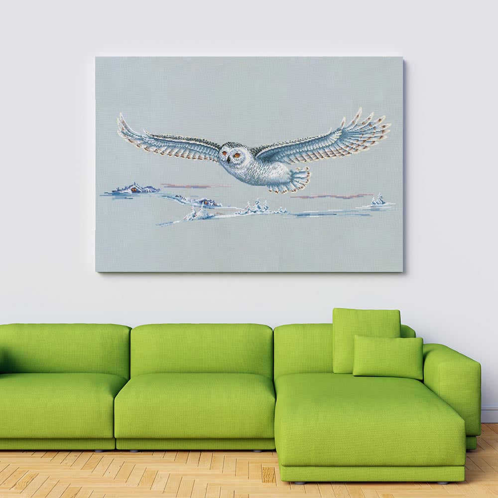 Kreuzstich - Rauhfußkauz | 70x25 cm - Diy - Fadenkunst
