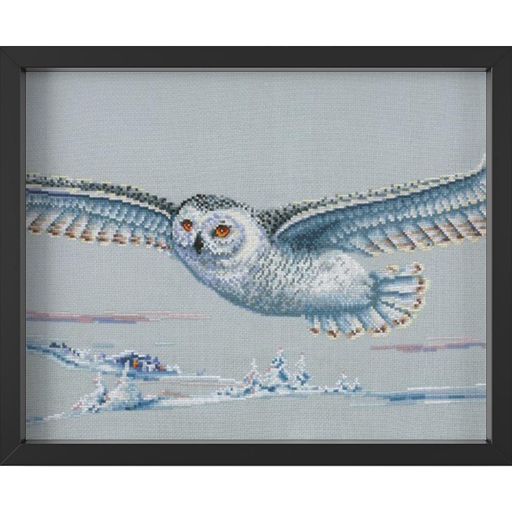 Kreuzstich - Rauhfußkauz | 70x25 cm - Diy - Fadenkunst