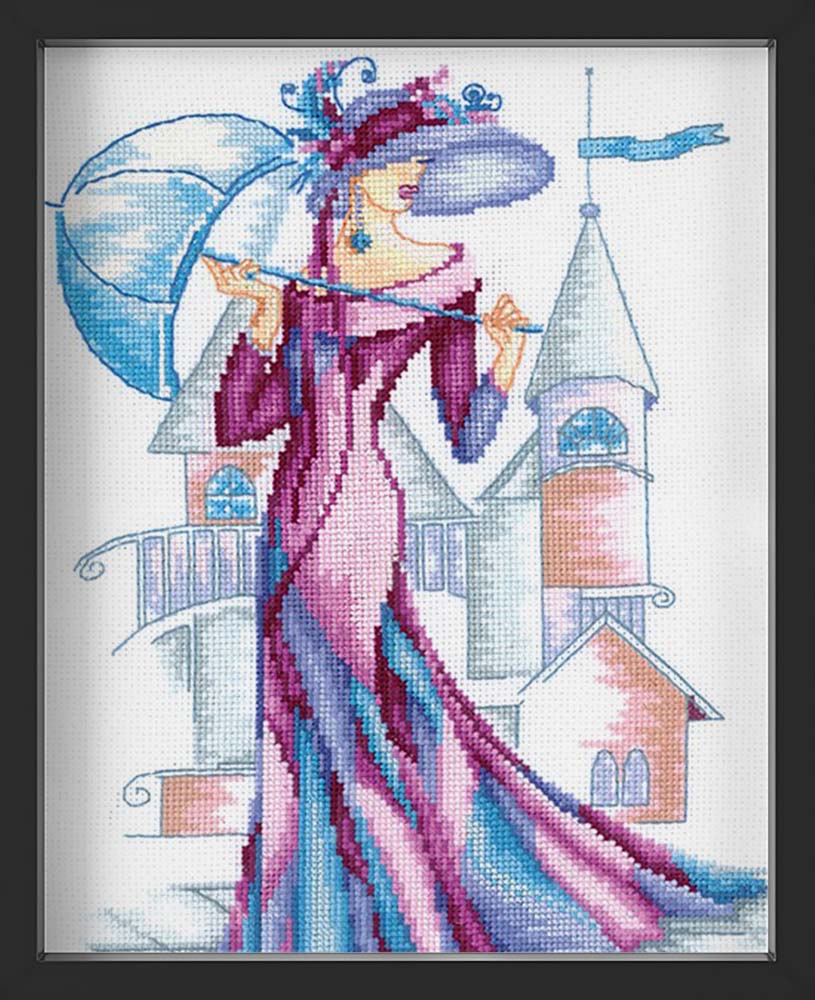 Kreuzstich - Violette Seide | 25x30 cm - Diy - Fadenkunst