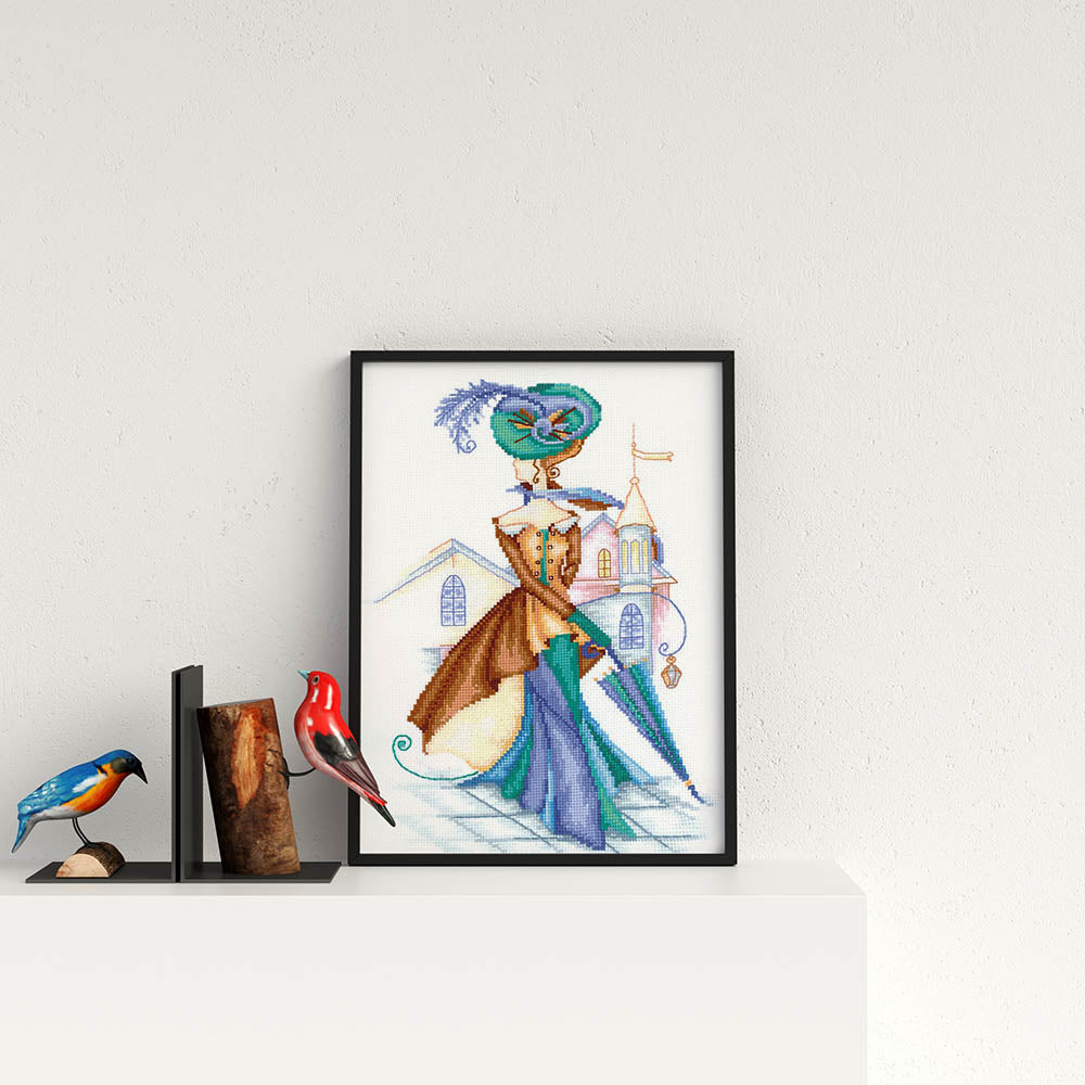 Kreuzstich - Goldenes Kaschmir | 20x30 cm - Diy - Fadenkunst