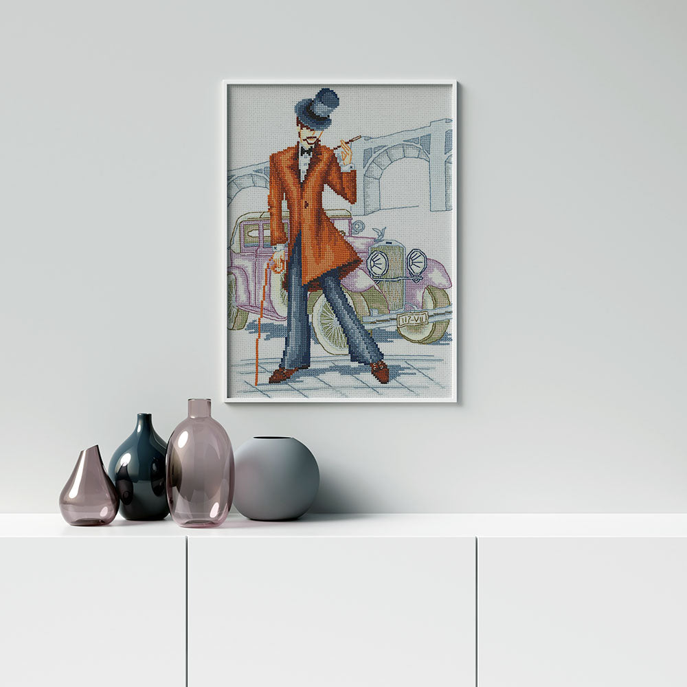 Kreuzstich - Modisches Auto | 25x35 cm - Diy - Fadenkunst