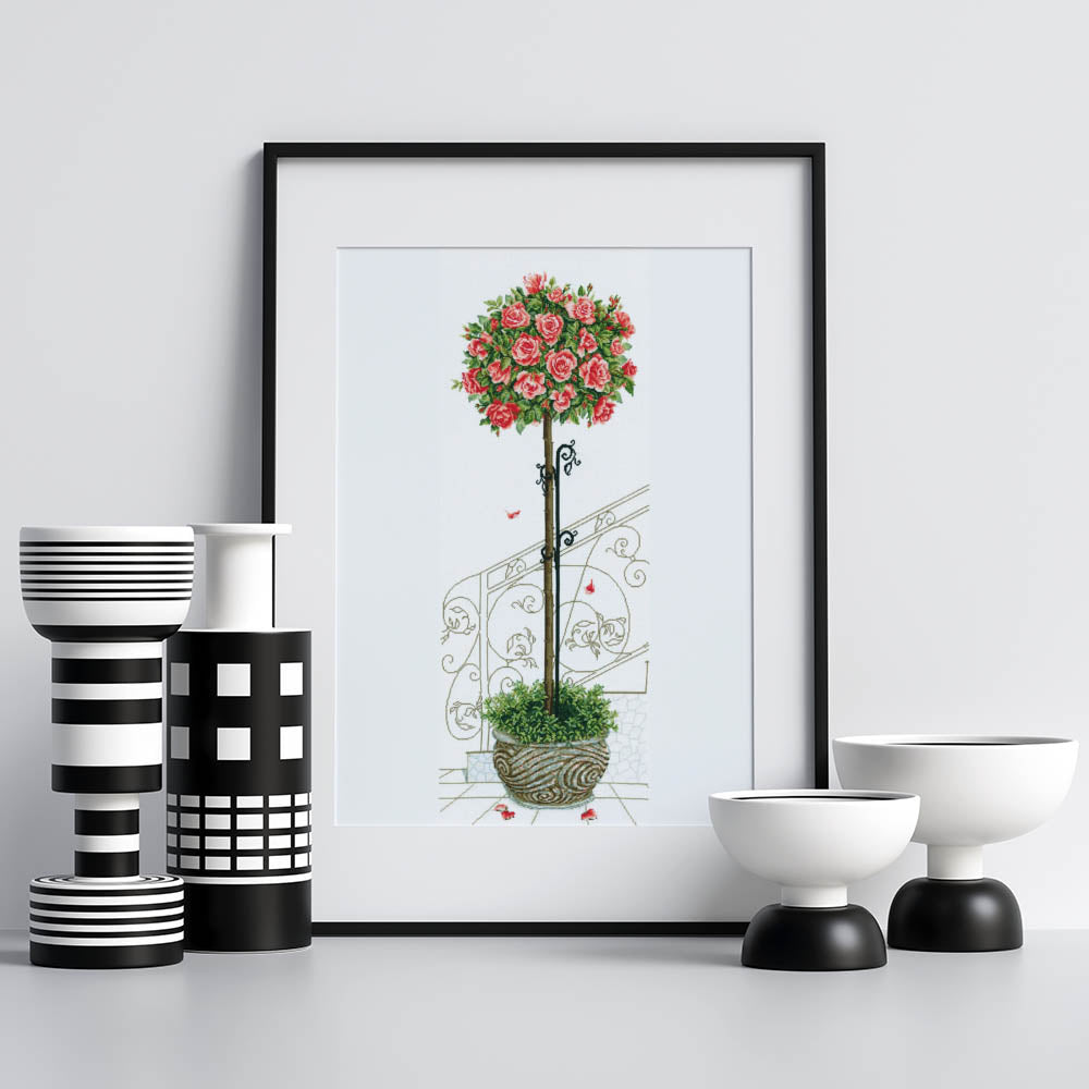 Kreuzstich - Rosenstock | 40x95 cm - Diy - Fadenkunst