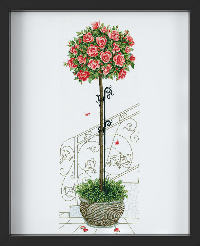 Kreuzstich - Rosenstock | 40x95 cm - Diy - Fadenkunst