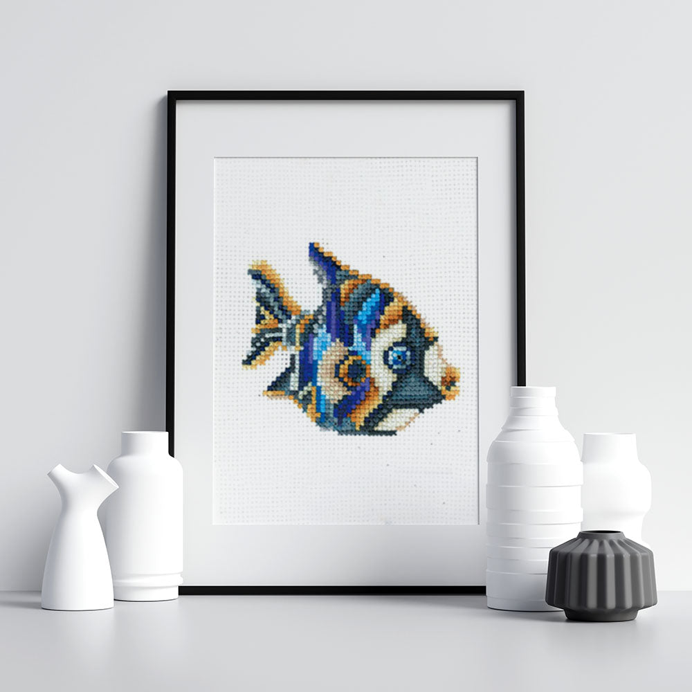 Kreuzstich - Figuren Fische | 15x15 cm - Diy - Fadenkunst