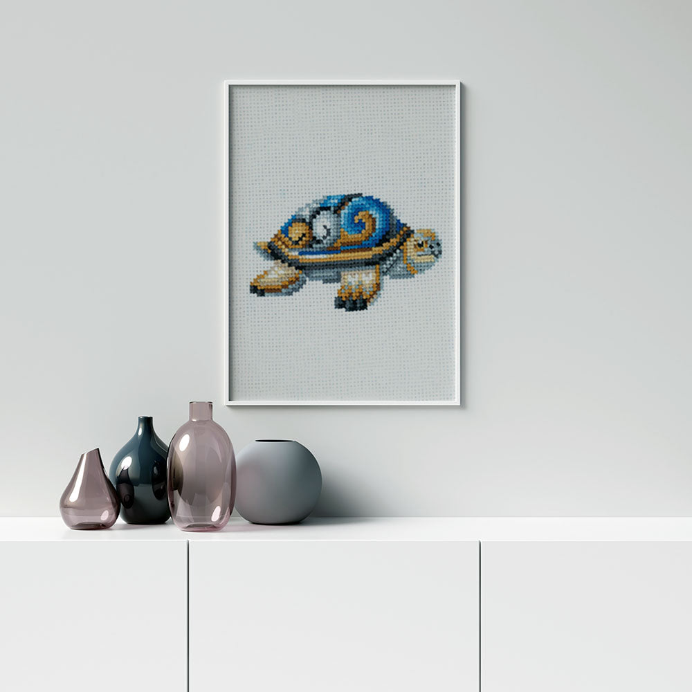 Kreuzstich - Figuren Schildkröte | 15x10 cm - Diy - Fadenkunst