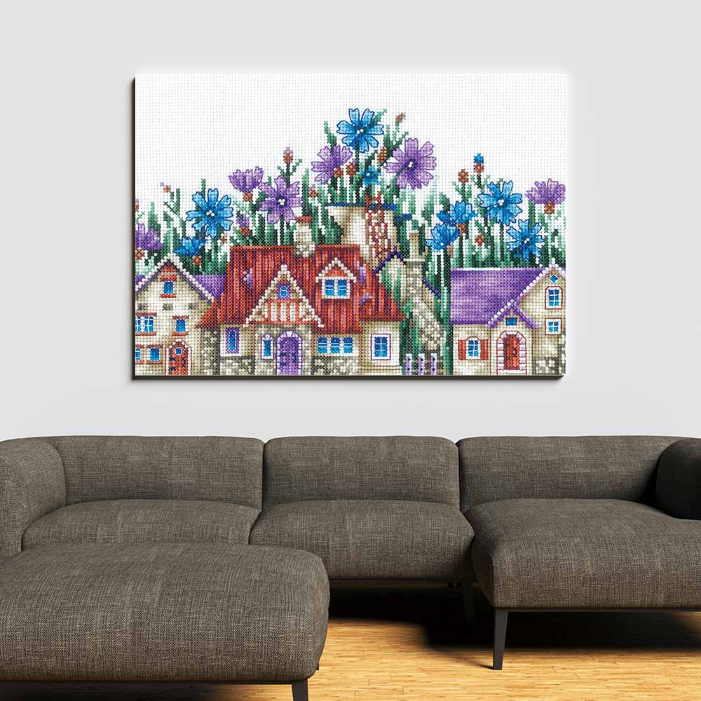 Kreuzstich - Land der Kornblumen | 30x15 cm - Diy - Fadenkunst