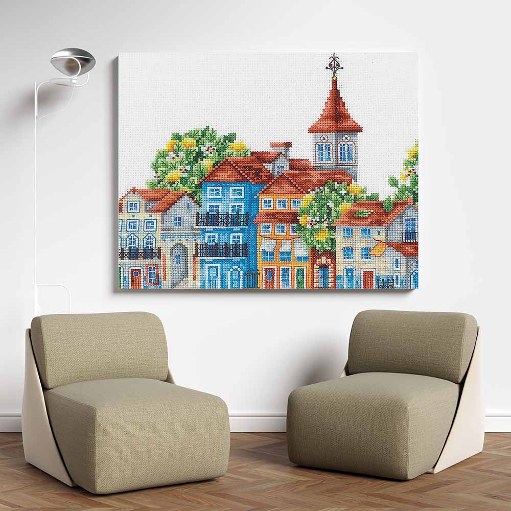 Kreuzstich - Land der Zitronen | 30x15 cm - Diy - Fadenkunst