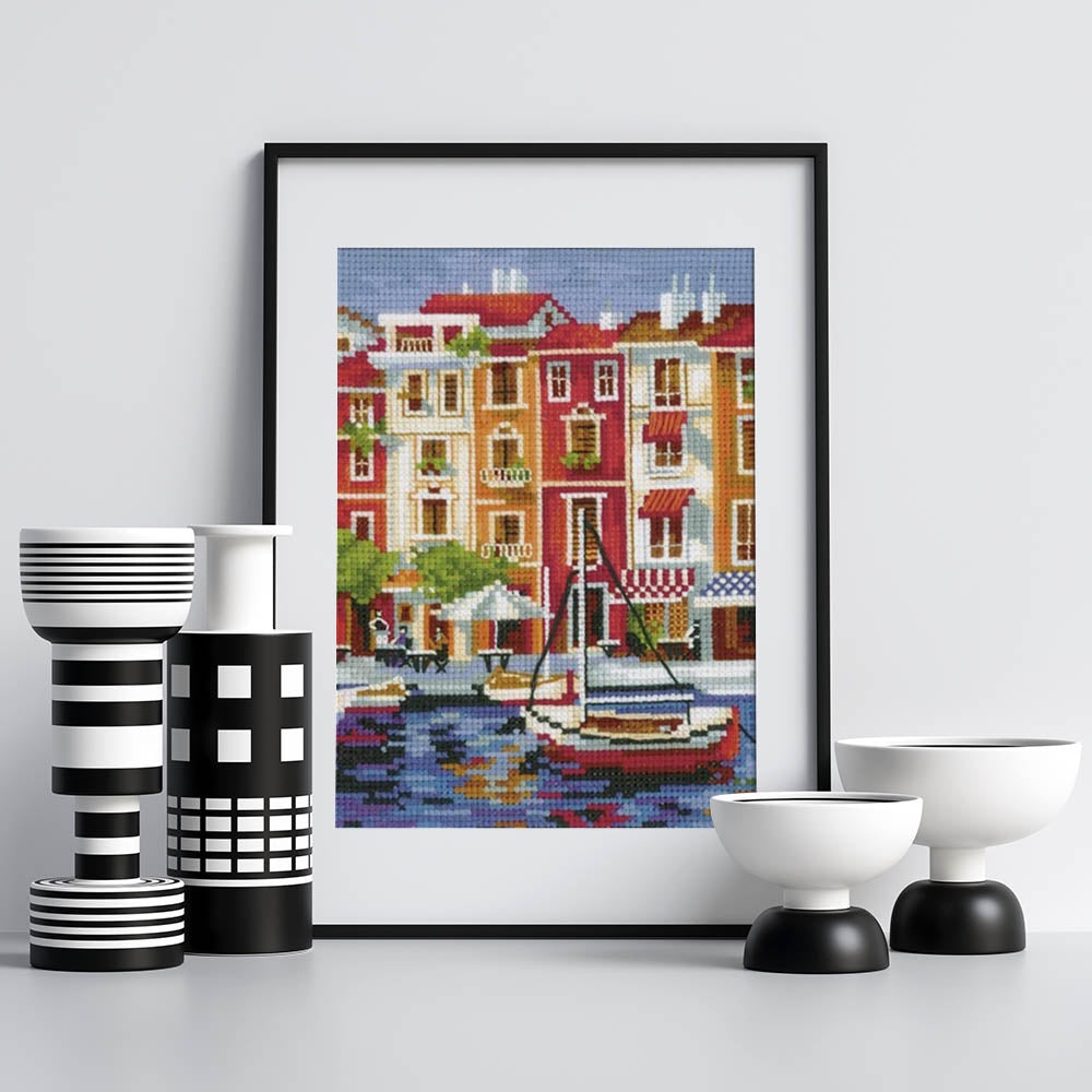 Kreuzstich - Ruhiger Hafen | 20x20 cm - Diy - Fadenkunst