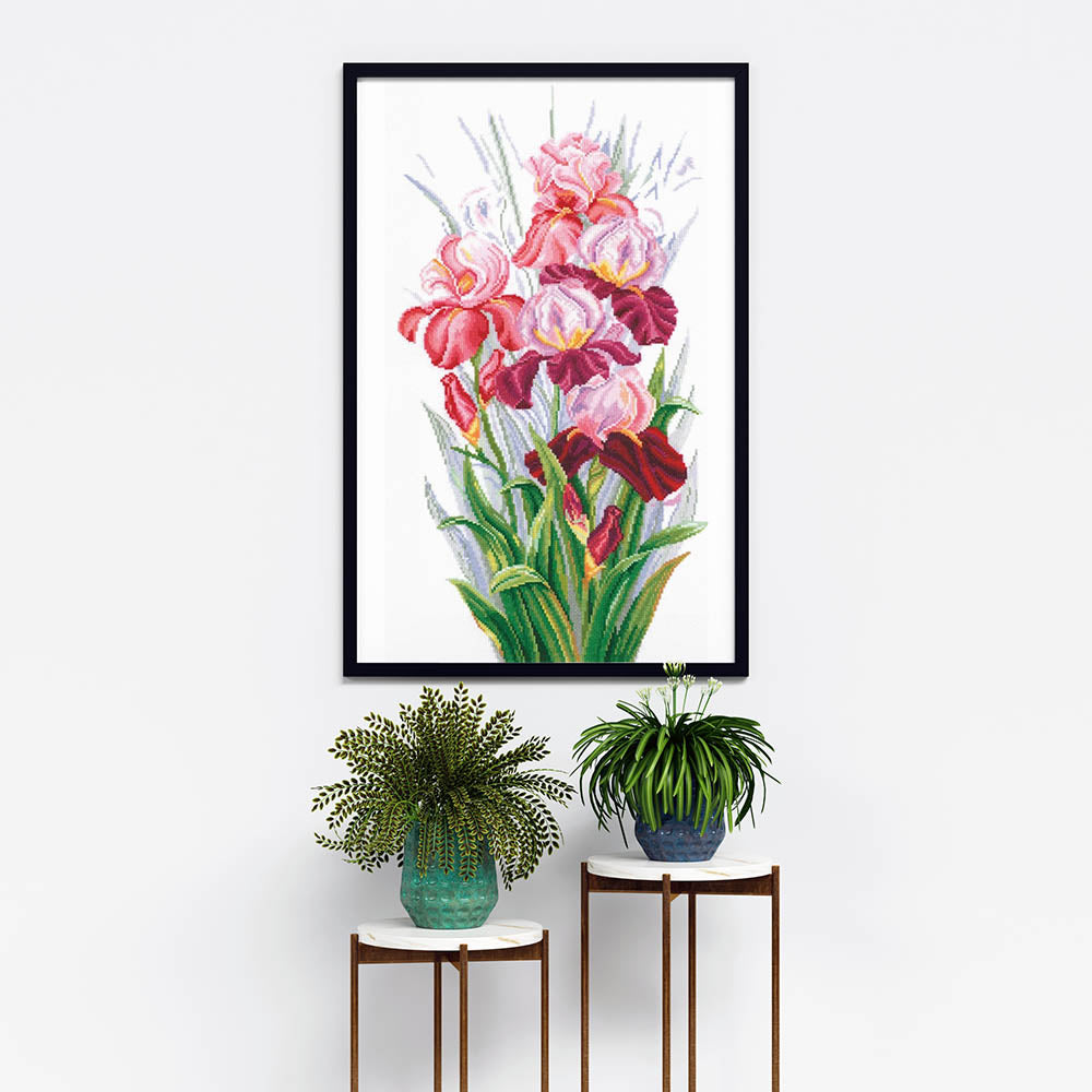 Kreuzstich - Triumph der Schwertlilien | 25x45 cm - Diy - Fadenkunst
