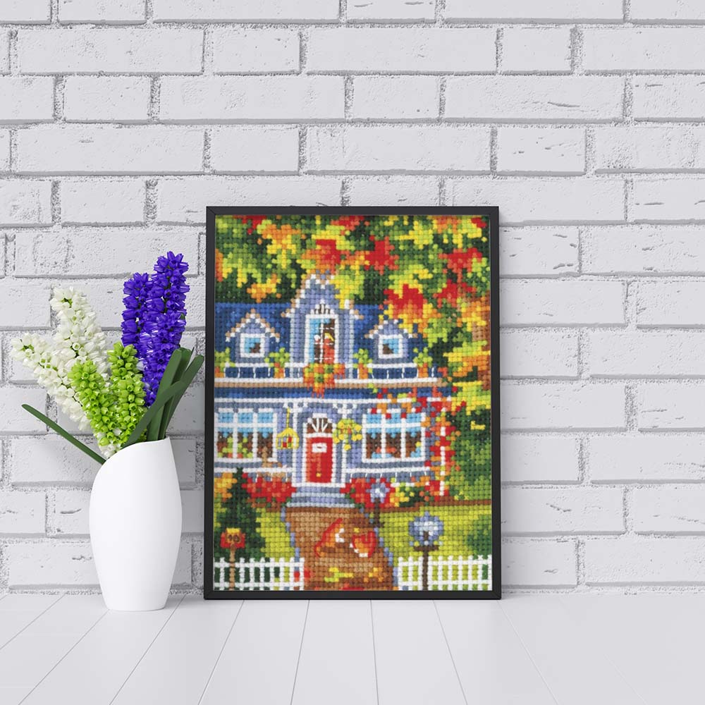 Kreuzstich - Jahreszeiten - Herbst | 10x15 cm - Diy - Fadenkunst