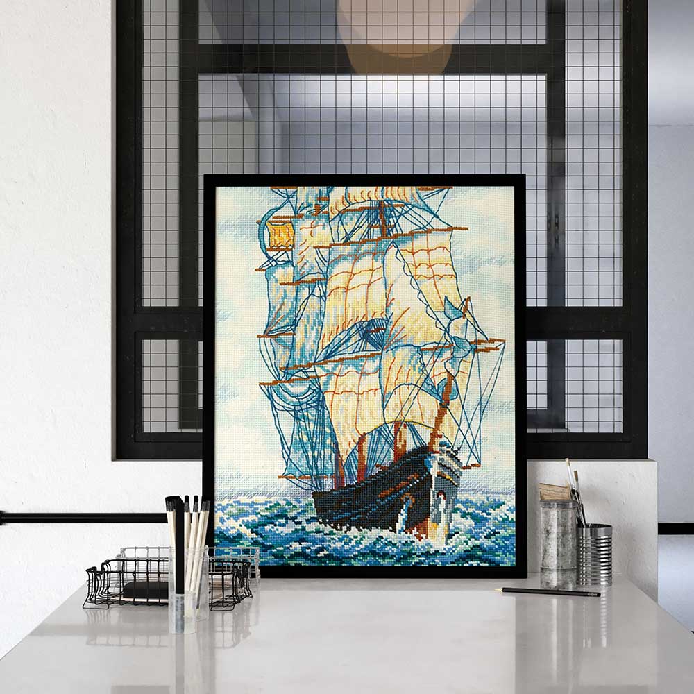 Kreuzstich - An das Glück Glauben | 25x50 cm - Diy - Fadenkunst