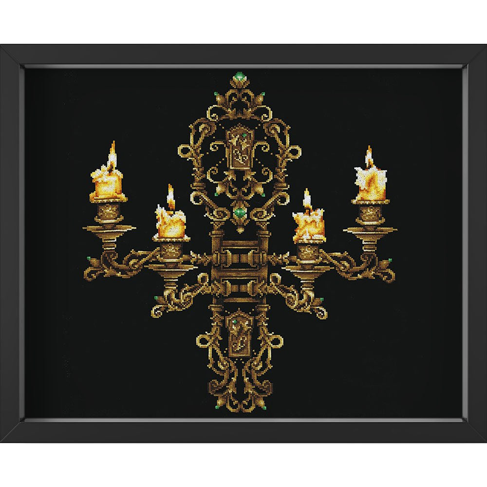 Kreuzstich - Abend bei Kerzenlicht | 45x50 cm - Diy - Fadenkunst