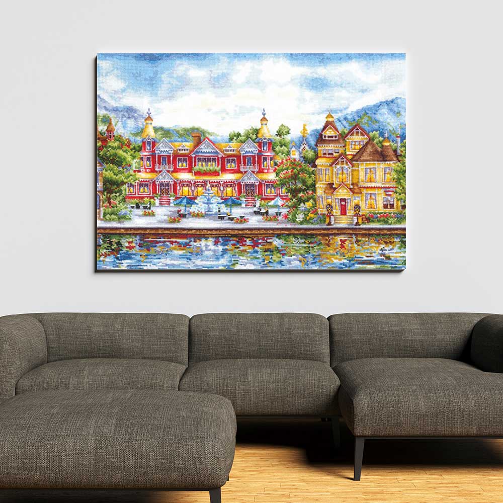 Kreuzstich - Viktorianische Promenade | 80x30 cm - Diy - Fadenkunst