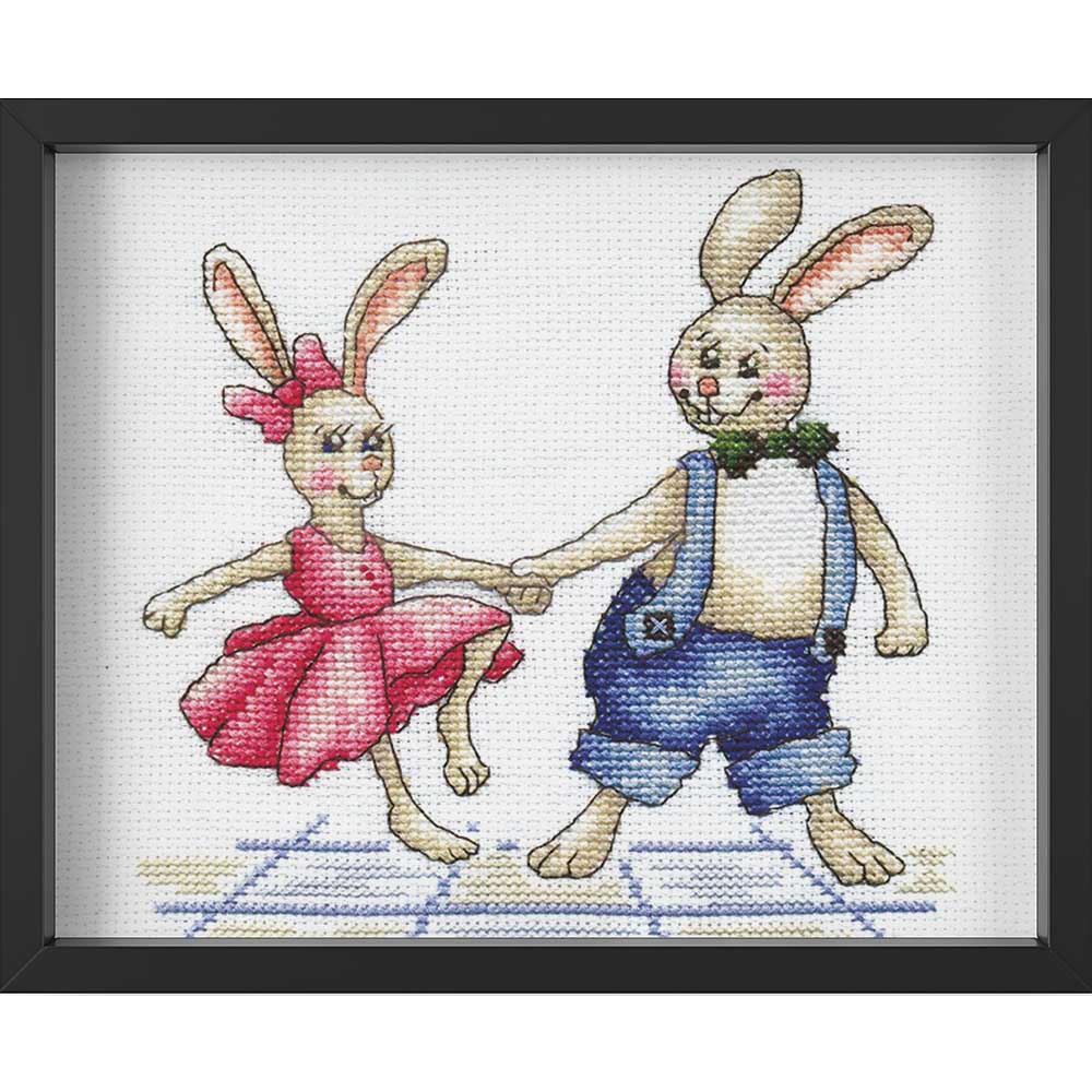 Kreuzstich - Häschen Rock'n'Roll | 15x15 cm - Diy - Fadenkunst