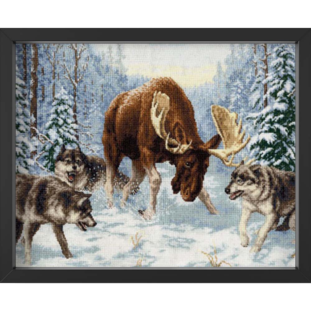 Kreuzstich - Treffen im Wald | 30x50 cm - Diy - Fadenkunst