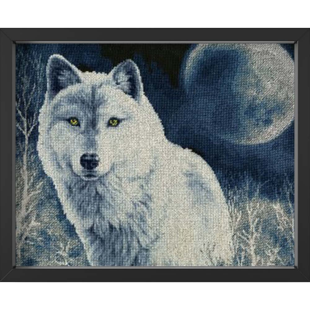 Kreuzstich - Weißer Wolf | 35x45 cm - Diy - Fadenkunst