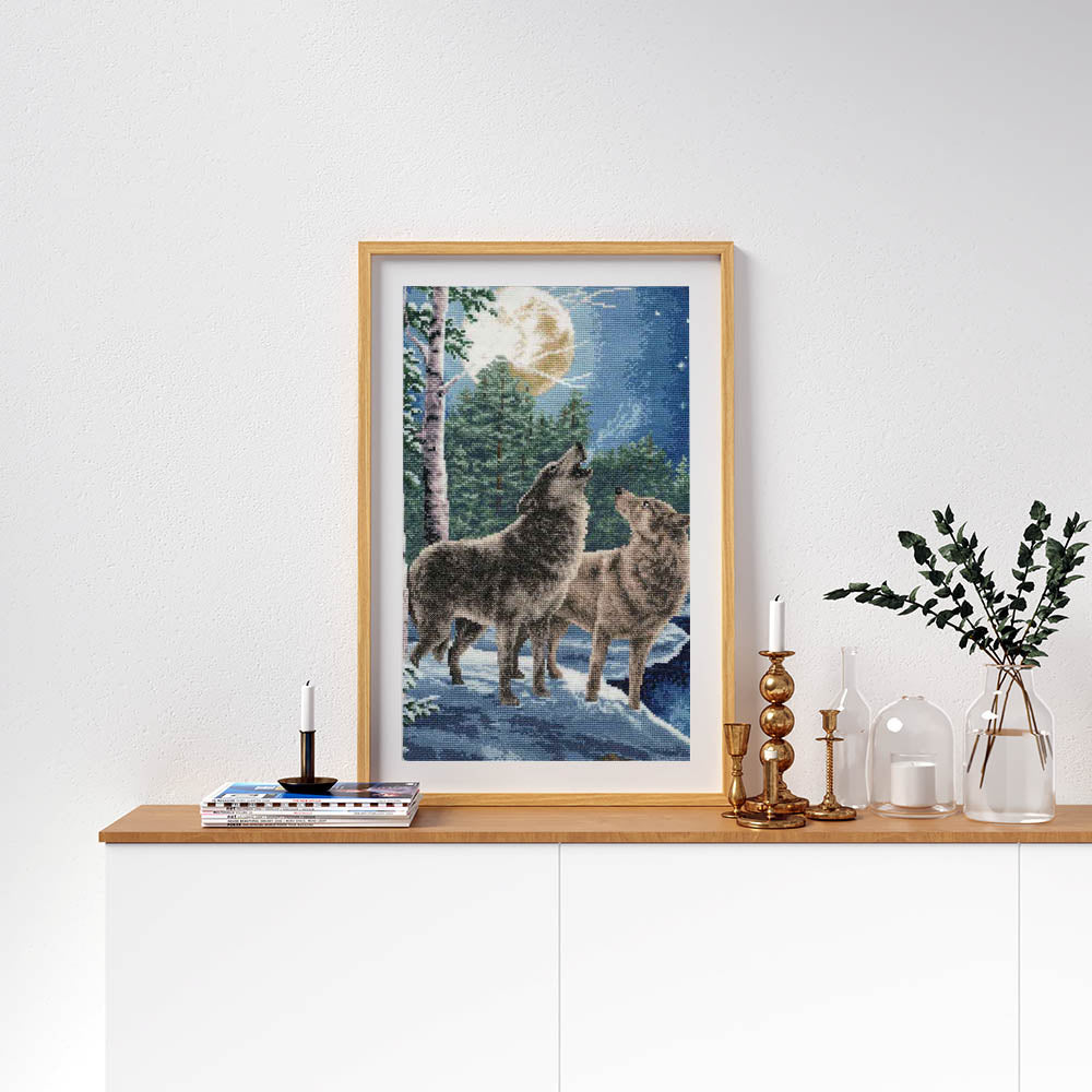 Kreuzstich - Nachtlied | 40x30 cm - Diy - Fadenkunst