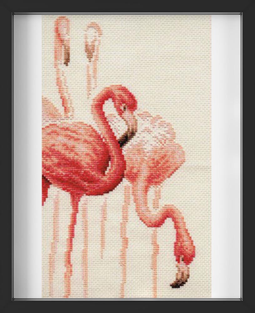 Kreuzstich - Flamingo Bausatz 1 | 20x35 cm - Diy - Fadenkunst