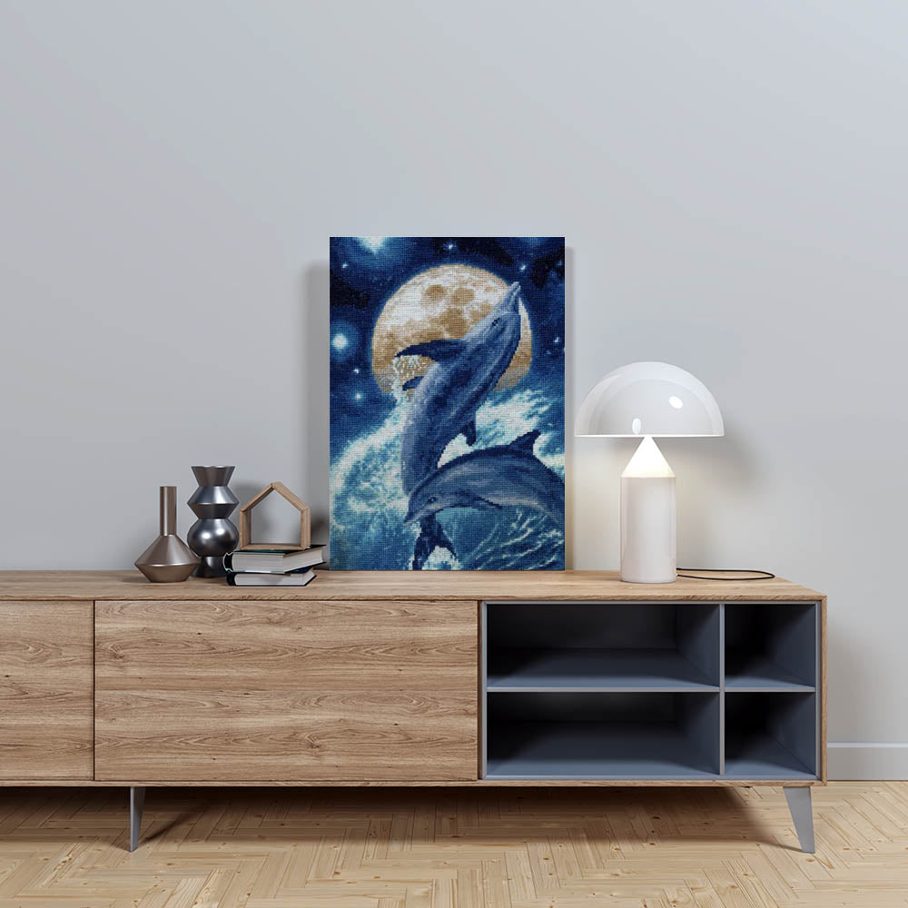 Kreuzstich - Delfine | 40x25 cm - Diy - Fadenkunst