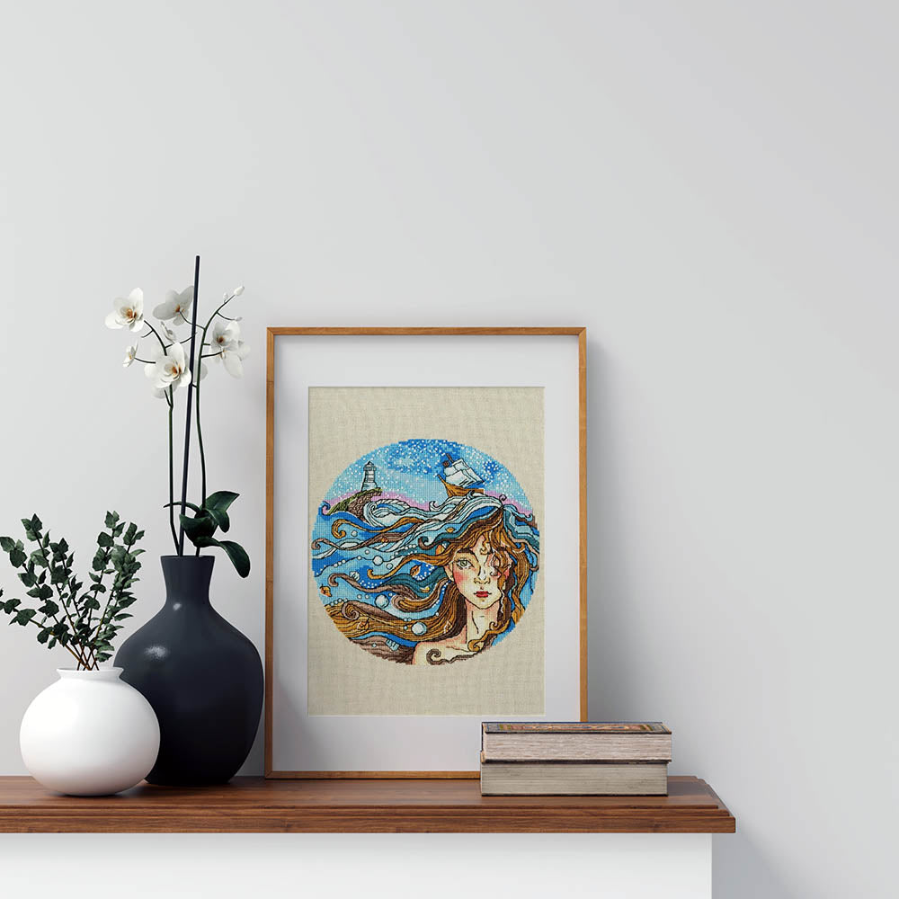 Kreuzstich - Vom Meer träumen | 20x20 cm - Diy - Fadenkunst