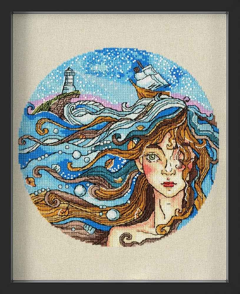 Kreuzstich - Vom Meer träumen | 20x20 cm - Diy - Fadenkunst