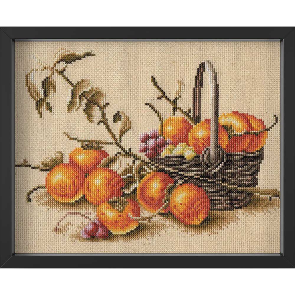 Kreuzstich - Kakipflaumen | 25x30 cm - Diy - Fadenkunst