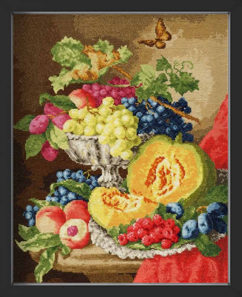 Kreuzstich - Stilleben mit Kürbis | 35x30 cm - Diy - Fadenkunst