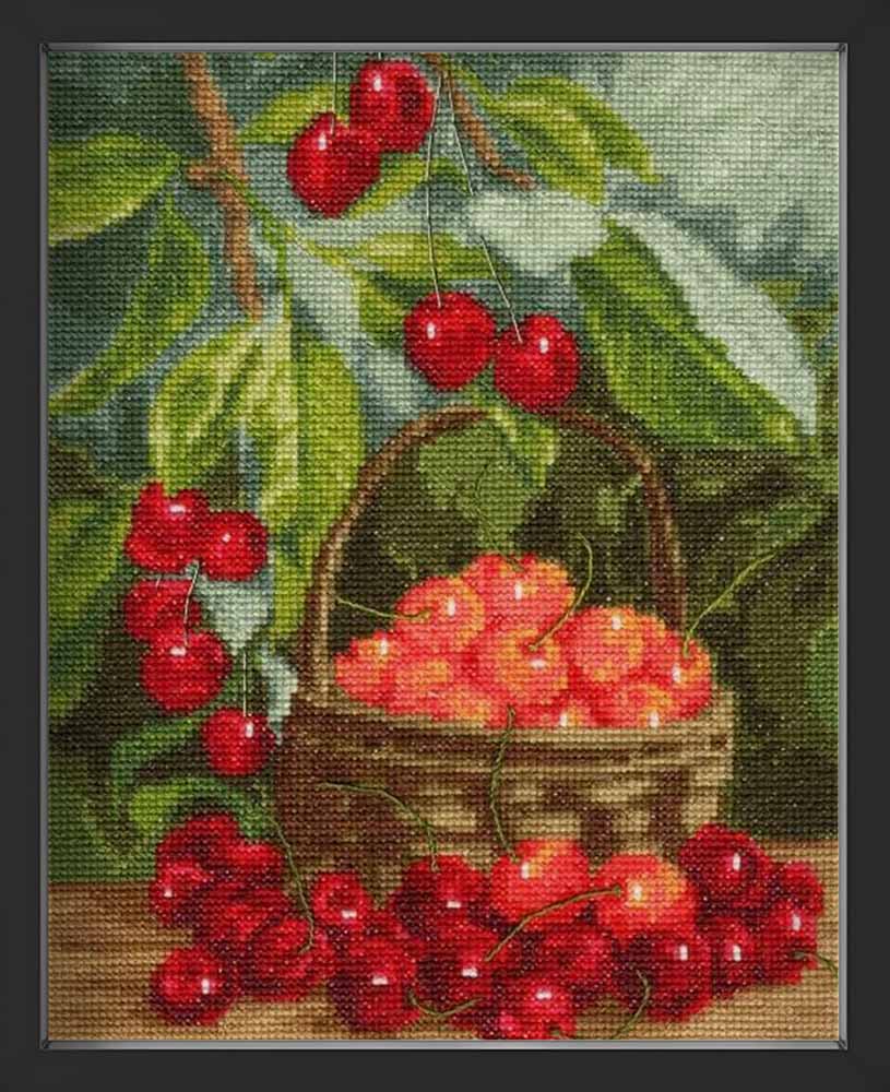 Kreuzstich - Garten Kirsche | 30x20 cm - Diy - Fadenkunst