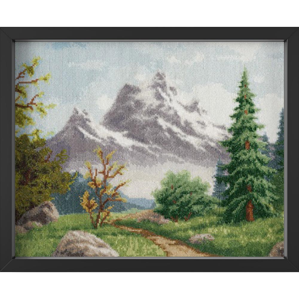 Kreuzstich - Altai Landschaft | 25x50 cm - Diy - Fadenkunst