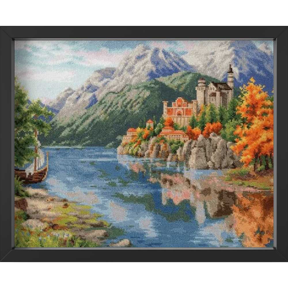 Kreuzstich - Schloss am Fluss | 40x45 cm - Diy - Fadenkunst