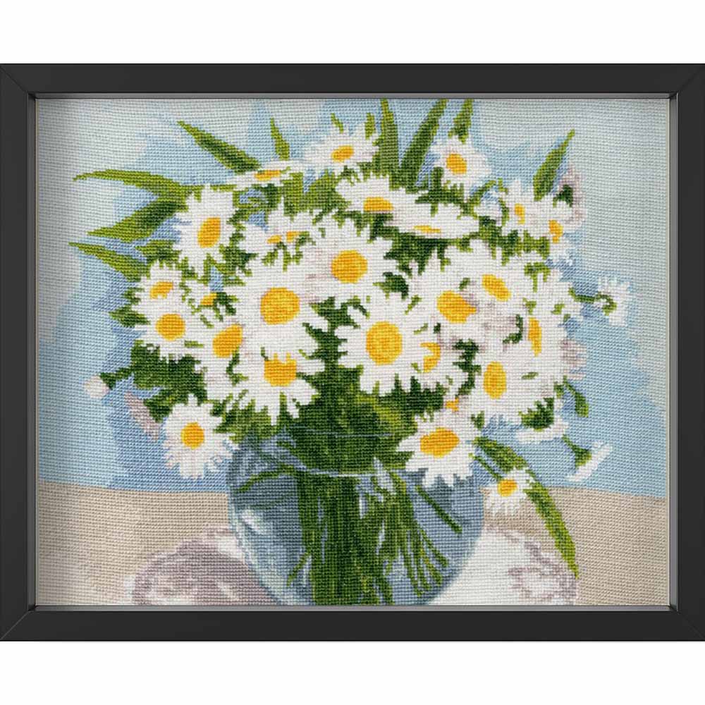 Kreuzstich - Beliebte Kamillen | 30x30 cm - Diy - Fadenkunst