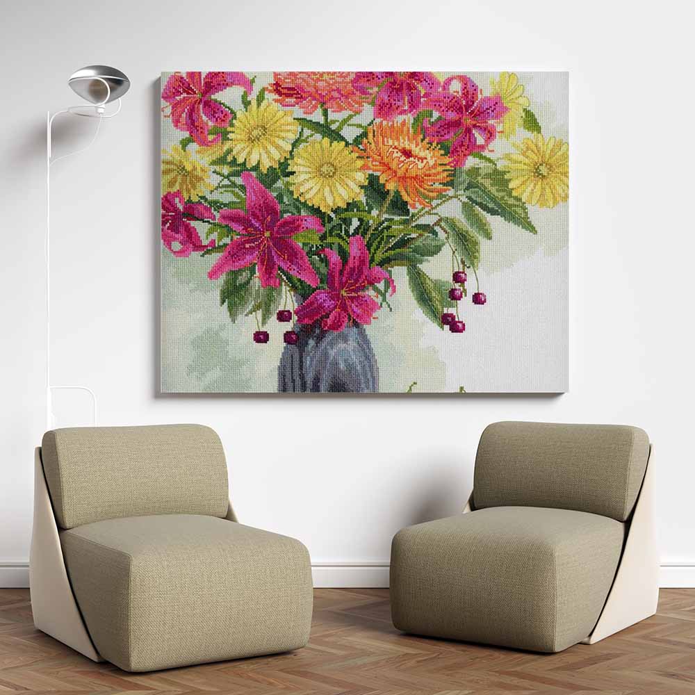 Kreuzstich - Kirschgeschmack | 40x40 cm - Diy - Fadenkunst