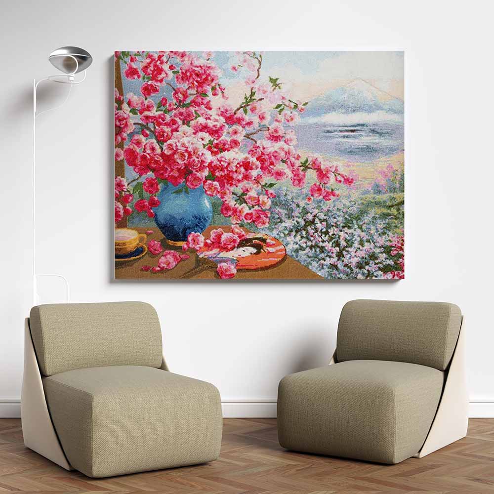 Kreuzstich - Sakura Strauß | 45x70 cm - Diy - Fadenkunst