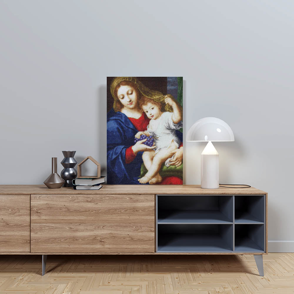 Kreuzstich - Madonna mit Weintrauben | 50x35 cm - Diy - Fadenkunst