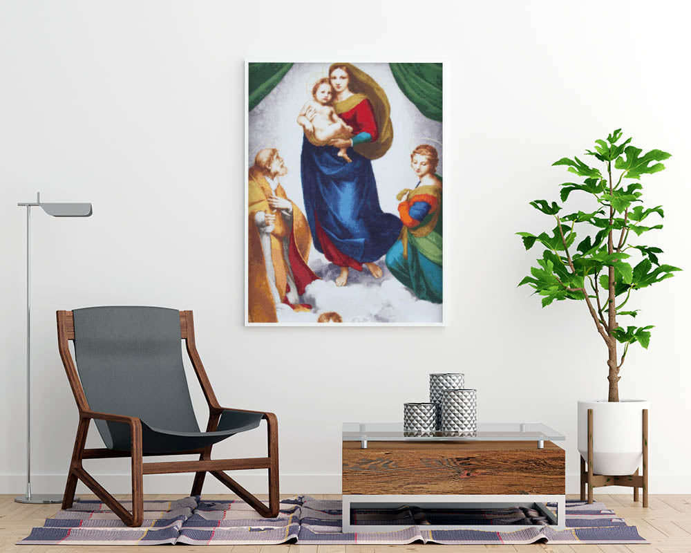 Kreuzstich - Die Sixtinische Madonna | 85x60 cm - Diy - Fadenkunst