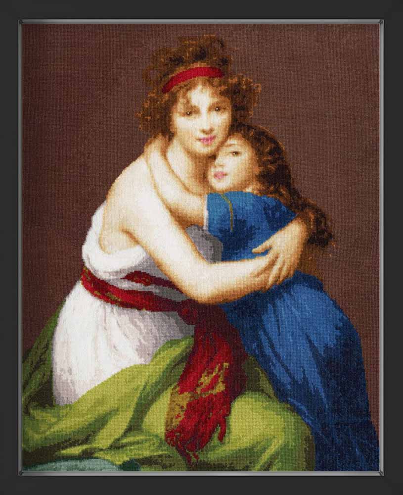 Kreuzstich - Selbstbildnis mit ihrer Tochter (nach dem Gemälde von Elisabeth Vigee Le Brun) | 55x45 cm - Diy - Fadenkunst
