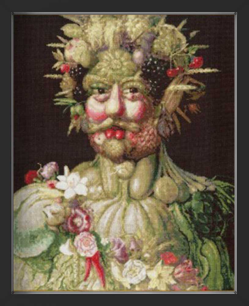 Kreuzstich -Kaiser Rudolf II im Bild des Vertumnus | 46x37 cm