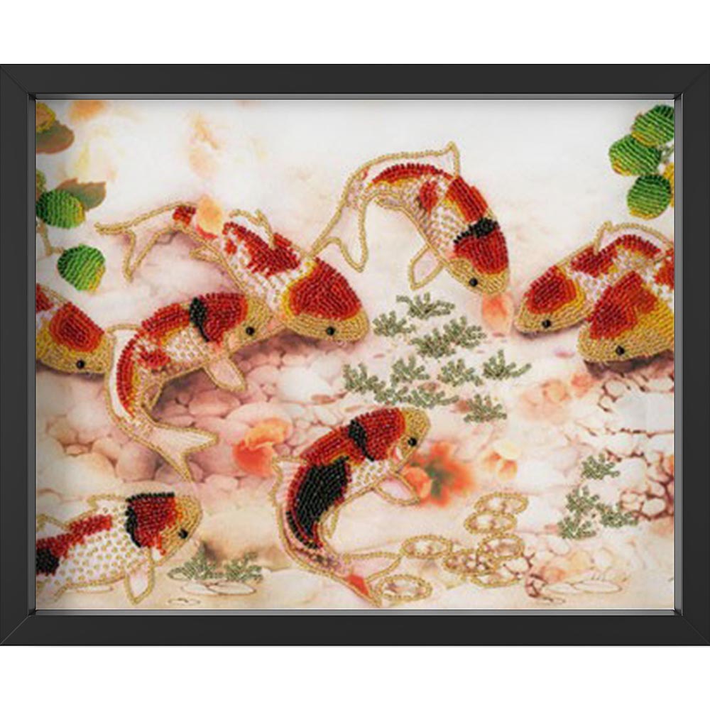 Kreuzstich - Japanischer Karpfen | 30x60 cm - Diy - Fadenkunst
